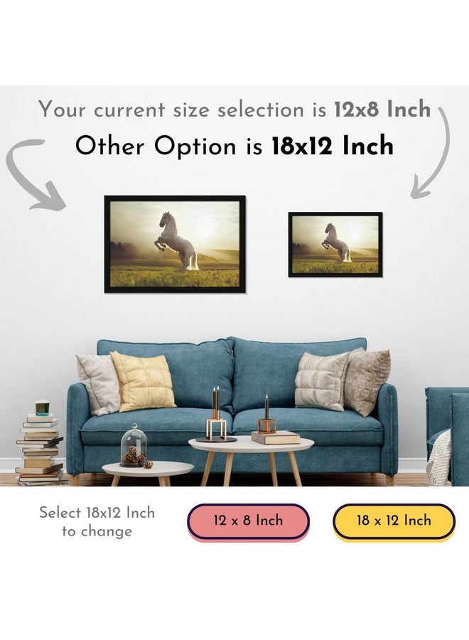 Mad Masters White Running Horse Painting Aesthetic Hanging Photo Frame Decorative Item Home Decoration and Wall Decor for Living Room and Bedroom (MM 1510, 8x12 Inch, Paper, Without Plexi Glass) - Image 4