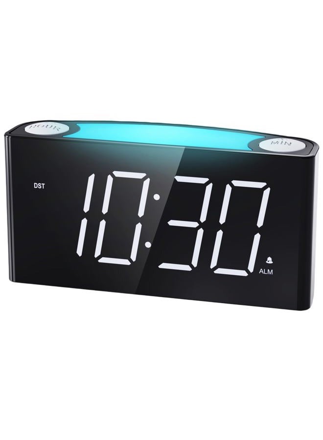 Mesqool Digital Alarm Clock for Bedroom, 7.5" Big Display, 7-Color Night Light,USB & Type C Charger, Dimmer,12/24 H,Plug-in Easy to Set Alarm Clock for Teens, Kids, Heavy Sleepers - Image 1