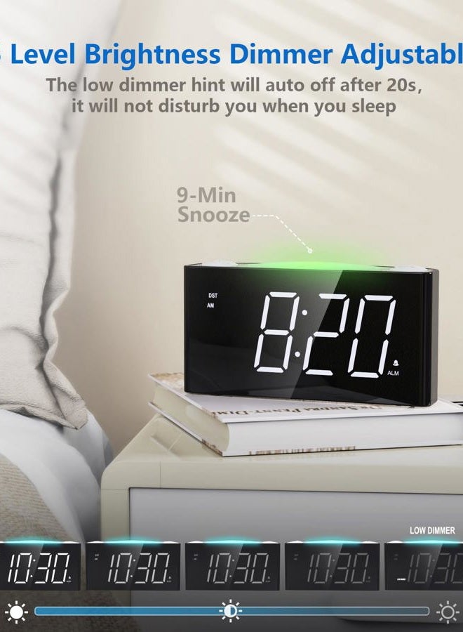 Mesqool Digital Alarm Clock for Bedroom, 7.5" Big Display, 7-Color Night Light,USB & Type C Charger, Dimmer,12/24 H,Plug-in Easy to Set Alarm Clock for Teens, Kids, Heavy Sleepers - Image 2