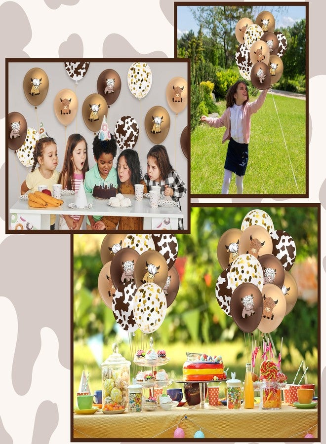 K1tpde Highland Cow Balloons Decorations - 50PCS Cute Brown Cow Latex Balloon Set for Kids Baby Shower Western Cowboy Party Decor for Farmhouse Birthday Party Supplies - Image 5