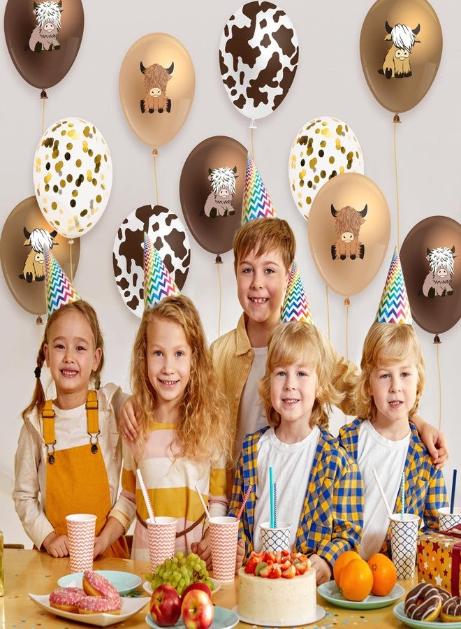 K1tpde Highland Cow Balloons Decorations - 50PCS Cute Brown Cow Latex Balloon Set for Kids Baby Shower Western Cowboy Party Decor for Farmhouse Birthday Party Supplies - Image 3