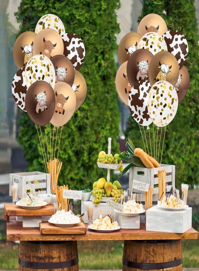 K1tpde Highland Cow Balloons Decorations - 50PCS Cute Brown Cow Latex Balloon Set for Kids Baby Shower Western Cowboy Party Decor for Farmhouse Birthday Party Supplies - Image 4