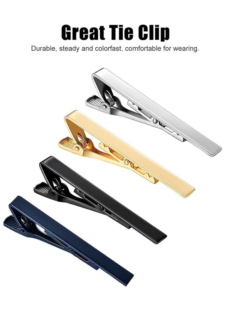 Oasisgalore 4 Pcs Metal Tie Clips for Men, Elegant Necktie Bar for Weddings, Anniversaries, and Daily Use - Image 2