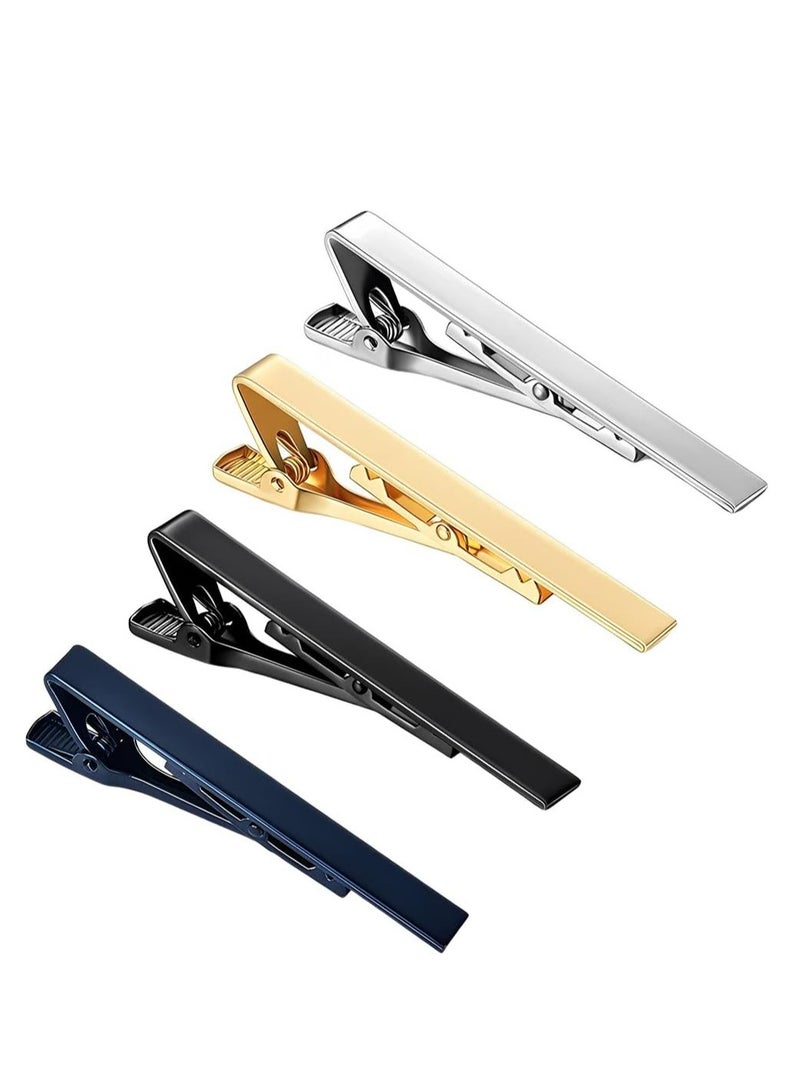 Oasisgalore 4 Pcs Metal Tie Clips for Men, Elegant Necktie Bar for Weddings, Anniversaries, and Daily Use - Image 1