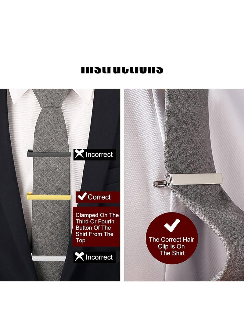 Oasisgalore 4 Pcs Metal Tie Clips for Men, Elegant Necktie Bar for Weddings, Anniversaries, and Daily Use - Image 4