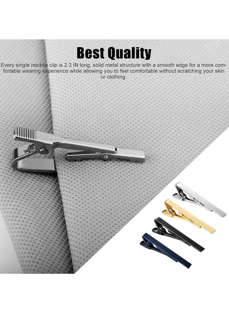 Oasisgalore 4 Pcs Metal Tie Clips for Men, Elegant Necktie Bar for Weddings, Anniversaries, and Daily Use - Image 5