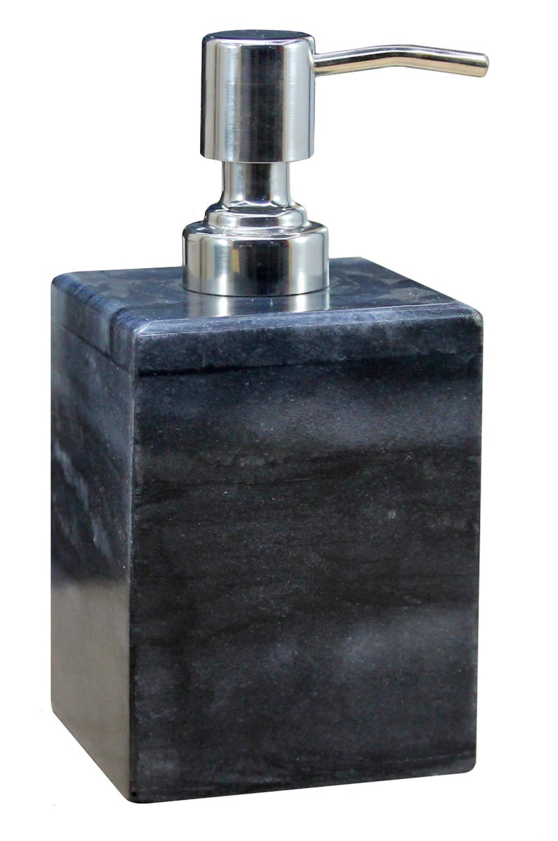 KLEO Soap/ Lotion Dispenser - Made of Genuine Natural Multicolor Stone in Black/Grey Color - Luxury Bathroom Accessories Bath Set - Image 1
