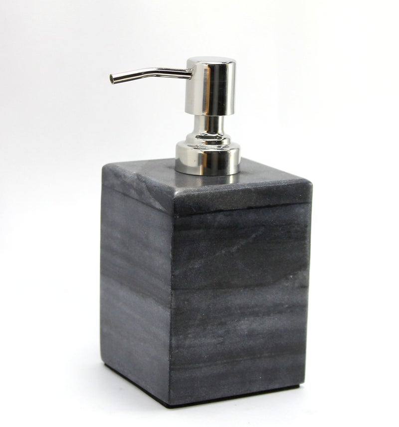 KLEO Soap/ Lotion Dispenser - Made of Genuine Natural Multicolor Stone in Black/Grey Color - Luxury Bathroom Accessories Bath Set - Image 4