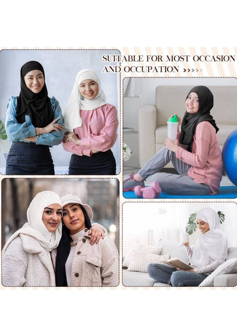 حجاب فوري مع غطاء، أغطية رأس شيفون بلون واحد بتصميم إسلامي، قبعات ناعمة طويلة تحت الوشاح مع غطاء سفلي، عمامة إسلامية، غطاء حجاب مودال، غطاء كامل، شال، قبعة للنساء للارتداء اليومي - رمادي - Image 4