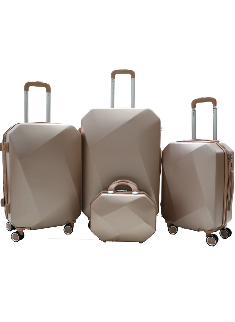 MORANO - 4-Piece Hardside ABS Spinner Luggage Trolley Set Rose Golden - Image 1