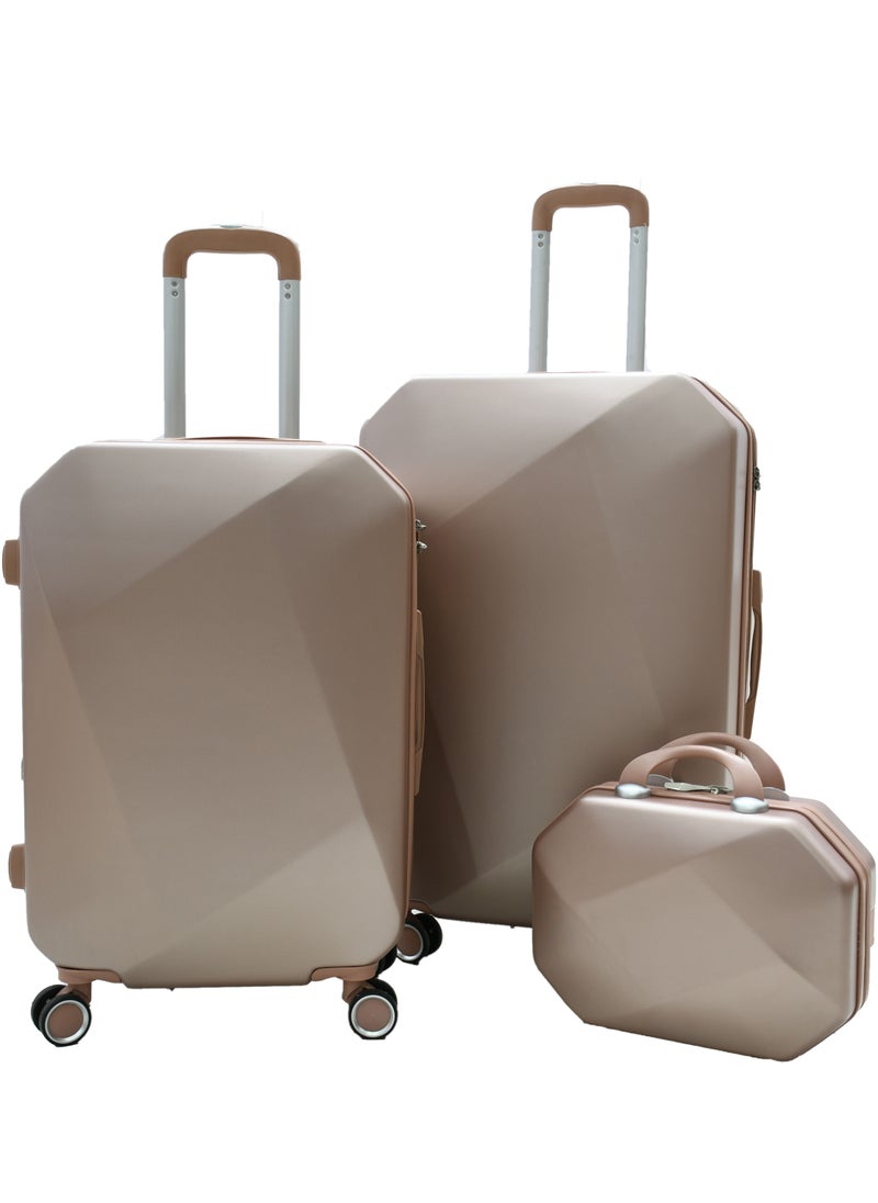 MORANO - 4-Piece Hardside ABS Spinner Luggage Trolley Set Rose Golden - Image 1