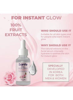 Sanfe Instant Hydration Cucumber Face Serum | For Toned & Nourished Skin | 100% Fruit Extracts, Korean Formulation | 10Ml (Rose)  - Image 2