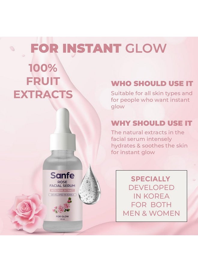 Sanfe - Instant Hydration Cucumber Face Serum | For Toned & Nourished Skin | 100% Fruit Extracts, Korean Formulation | 10Ml (Rose) - Image 1