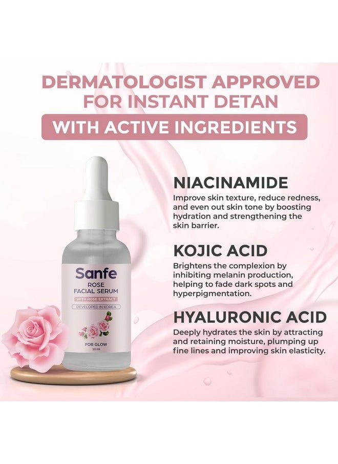 Sanfe - Instant Hydration Cucumber Face Serum | For Toned & Nourished Skin | 100% Fruit Extracts, Korean Formulation | 10Ml (Rose) - Image 1