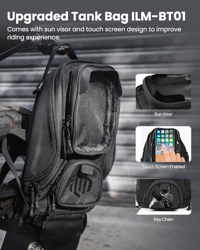 ILM Motorcycle Tank Bag Magnetic 4 Straps Reinforced Fastening Waterproof Touch Screen Phone Pouch Motorbike BT01 - Image 3