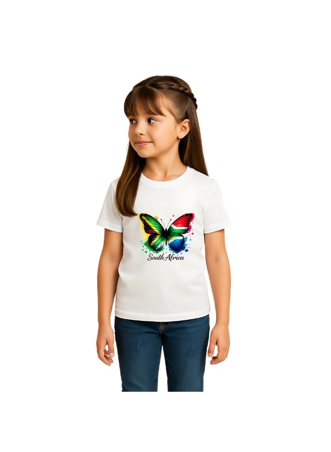PRINTSHOP4ME South Africa Girls T-Shirt | Kids Round Neck Short Sleeve Cotton Tee | Printed Flag Design | Ideal For School,Events,Travel,Outings And Everyday Wear - Image 3