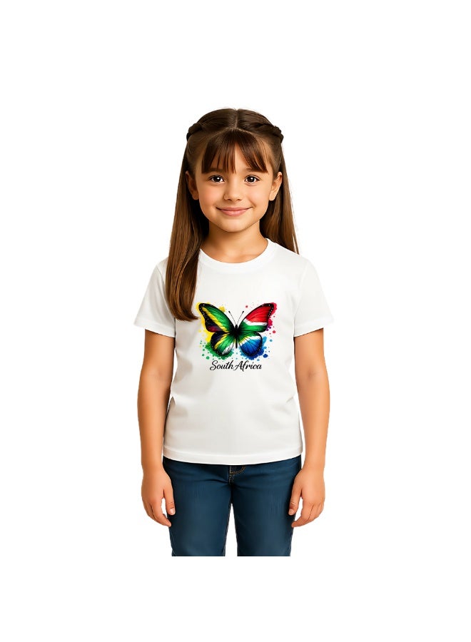 PRINTSHOP4ME South Africa Girls T-Shirt | Kids Round Neck Short Sleeve Cotton Tee | Printed Flag Design | Ideal For School,Events,Travel,Outings And Everyday Wear - Image 1