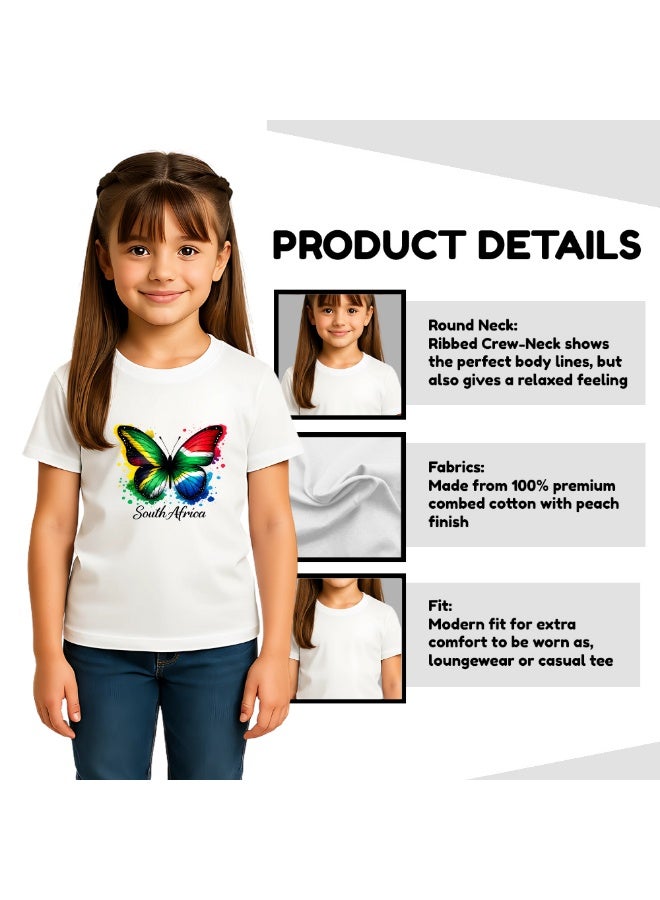 PRINTSHOP4ME South Africa Girls T-Shirt | Kids Round Neck Short Sleeve Cotton Tee | Printed Flag Design | Ideal For School,Events,Travel,Outings And Everyday Wear - Image 4