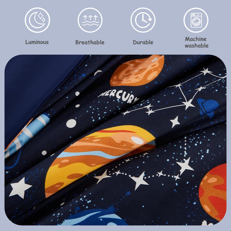 Kaleido Space طقم لحاف أطفال توأم - 5 قطع أطقم سرير توأم للأولاد، يتلألأ في الظلام، سرير في حقيبة مع ملاءات - Image 5
