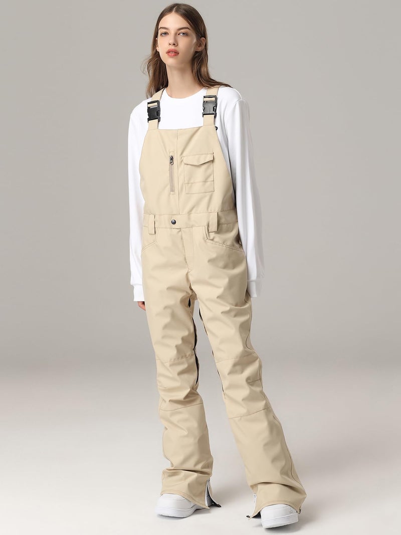 SEARIPE Womens Ski Pants Waterproof Ski Bibs Women Insulated Snow Bibs Adjustable Overalls Ripstop Snowboard Pant(Khaki,M) - Image 2