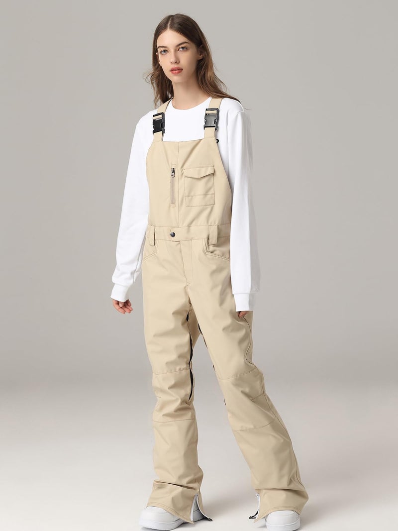 SEARIPE Womens Ski Pants Waterproof Ski Bibs Women Insulated Snow Bibs Adjustable Overalls Ripstop Snowboard Pant(Khaki,M) - Image 4