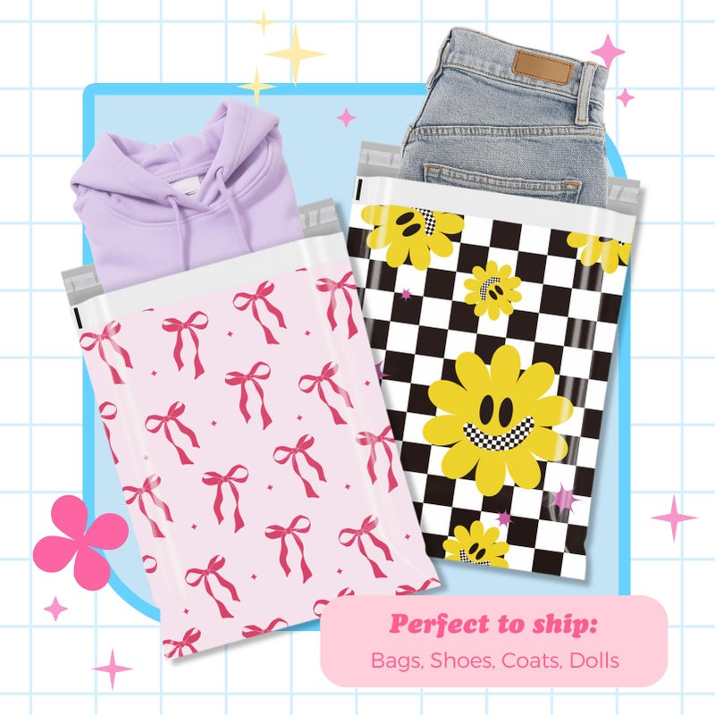 Fuxury Poly Mailers 14.5x19 Inch 50Pcs Shipping Bags for Clothing Strong Adhesive Shipping Envelopes for Small Business Self Seal Poly Bag Mailing Envelopes Pink Bows - Image 4