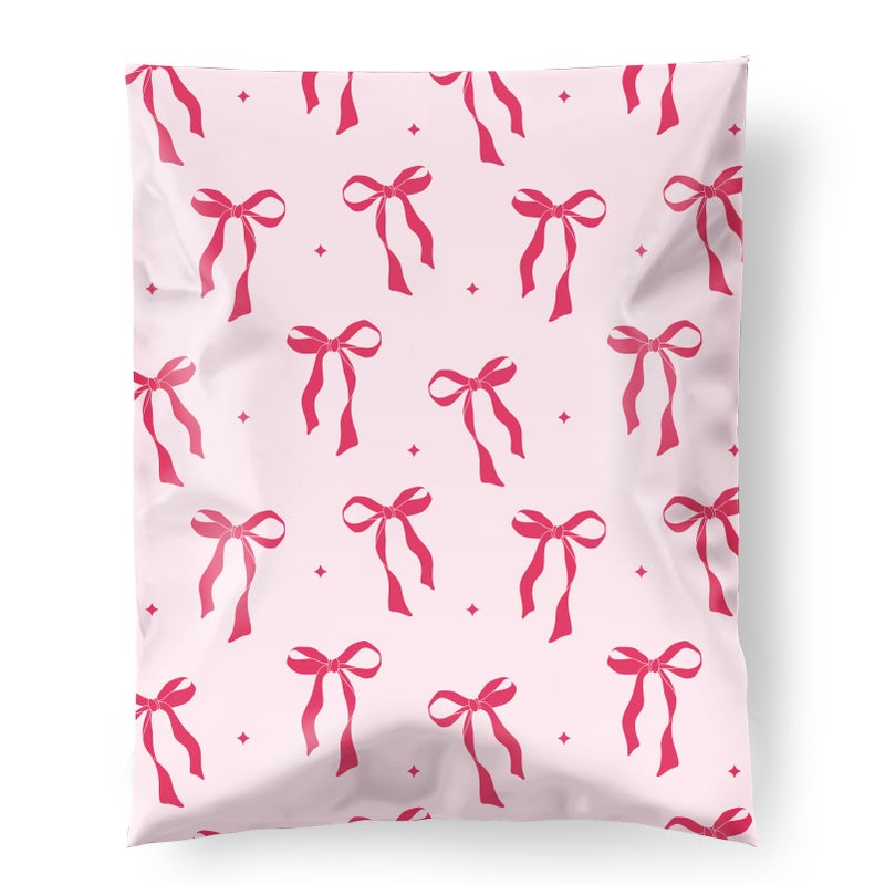 Fuxury Poly Mailers 14.5x19 Inch 50Pcs Shipping Bags for Clothing Strong Adhesive Shipping Envelopes for Small Business Self Seal Poly Bag Mailing Envelopes Pink Bows - Image 1