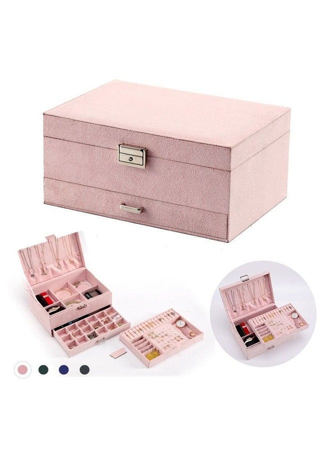 Bukela Jewelry Organizer Box for Women Girls, Jewelry Box 3-Tier Jewelry Display Case and Organizer,Lockable Jewelry Display Case Anti Tarnish,Varying Compartments for Necklaces, Bracelets, Rings - Image 2