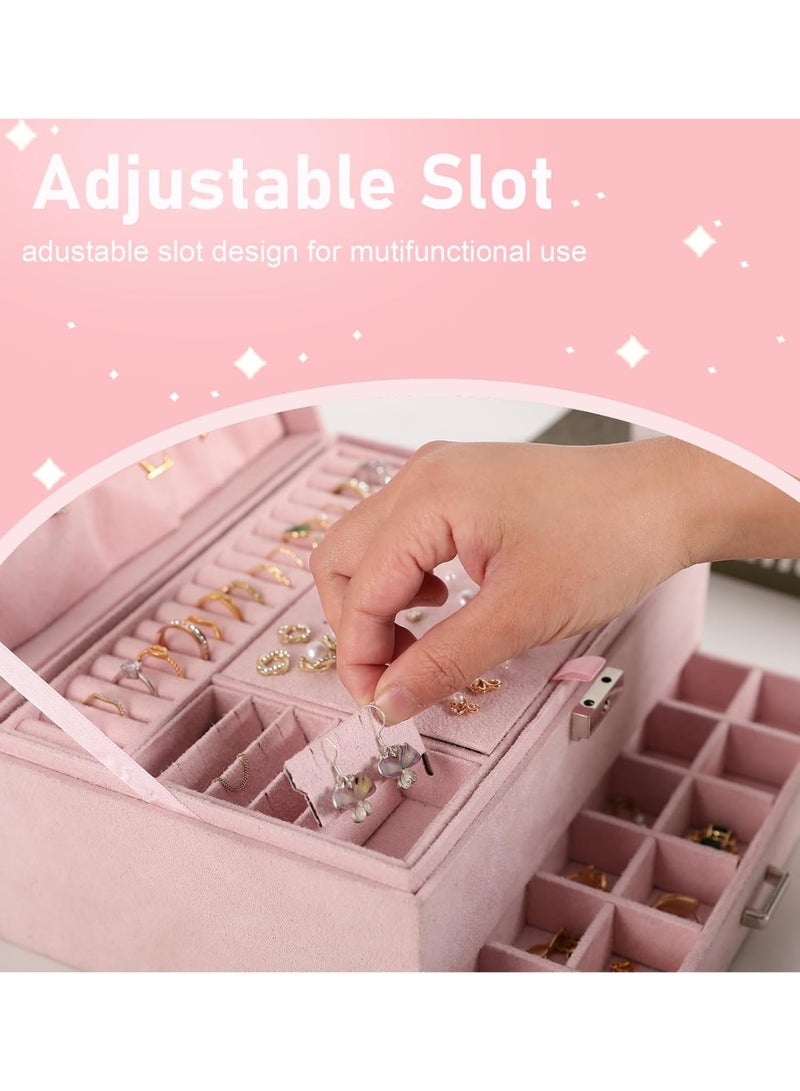 Bukela Jewelry Organizer Box for Women Girls, Jewelry Box 3-Tier Jewelry Display Case and Organizer,Lockable Jewelry Display Case Anti Tarnish,Varying Compartments for Necklaces, Bracelets, Rings - Image 5