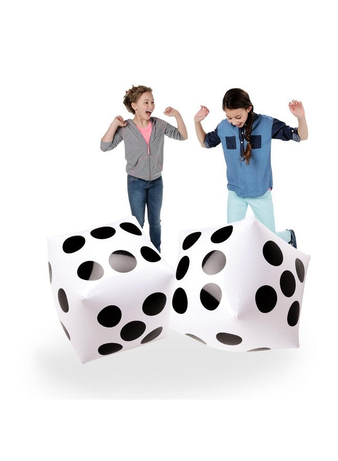 Novelty Place نرد عملاق قابل للنفخ 13 بوصة من نوفلتي بليس، عبوة من 2، نرد عملاق أبيض وأسود للألعاب اللوحية الداخلية والخارجية، لودو وحفلات المسبح - Image 1