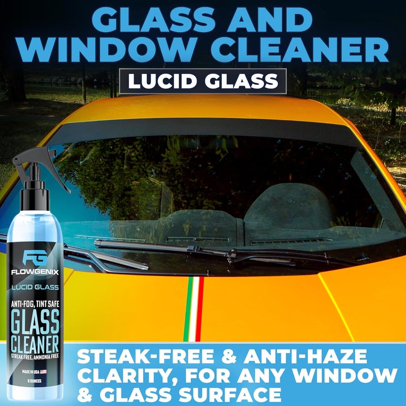 Flowgenix Grand Slam 4-Pack Includes Waterless Car Wash Spray + Instant Car Scratch Remover Repair + Streak Free Window and Glass Cleaner + All Purpose Cleaner for Auto Detailing, 2 Microfiber Towels - Image 5