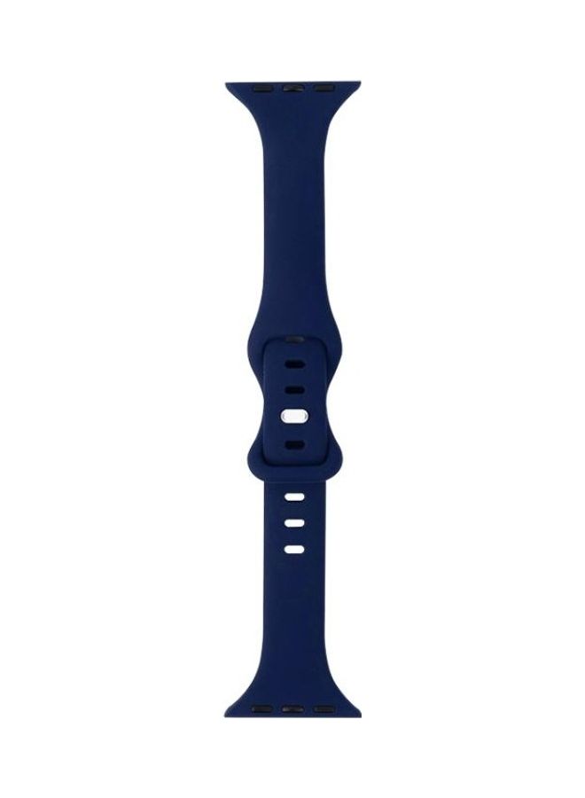 NIBEMINENT Slimming 8-buckle Replacement Watchband For Apple Watch Series 7 41mm/6 & SE 5 4 40mm/3 2 1 38mm Blue - Image 1