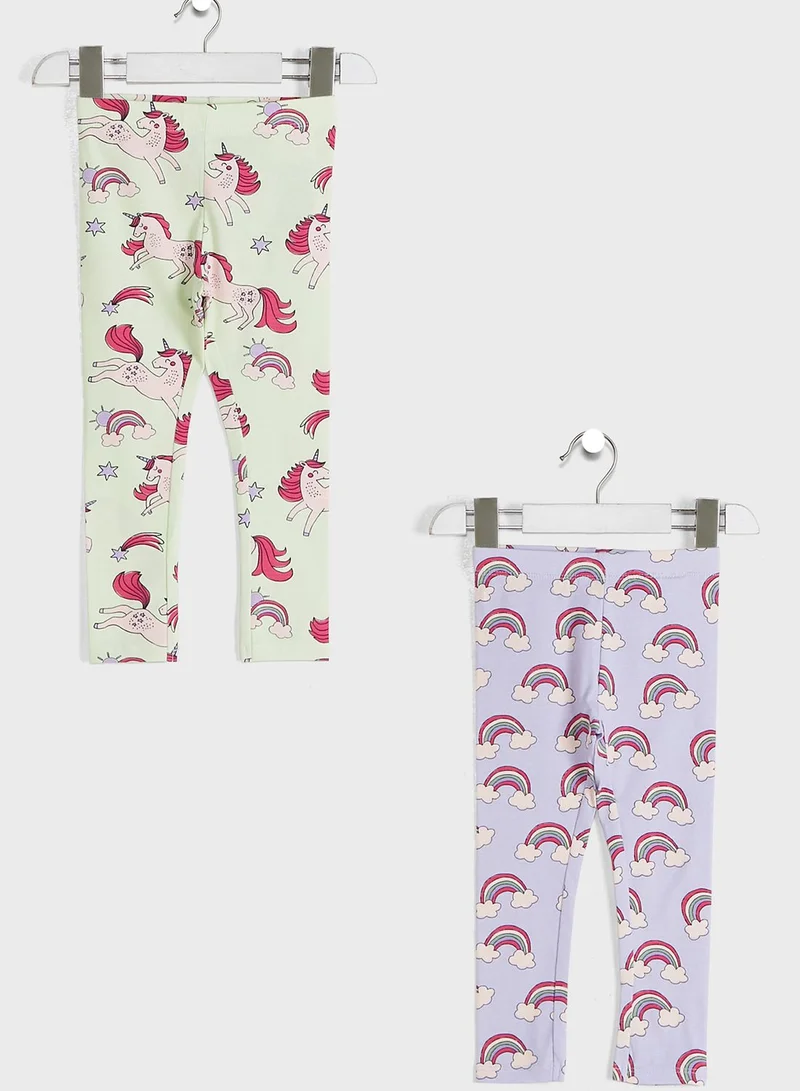 NAME IT Kids 2 Pack Printed Leggings