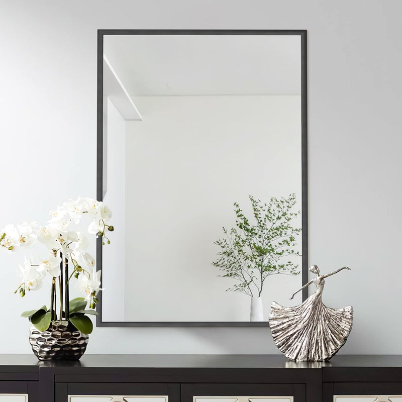 NicBex Wall Mirror 36x24 Inch Aluminum Alloy Frame Mirror Wall Mounted Mirror Vanity Mirror for Bedroom BathroomHorizontalVertical Living RoomBlack 36  24