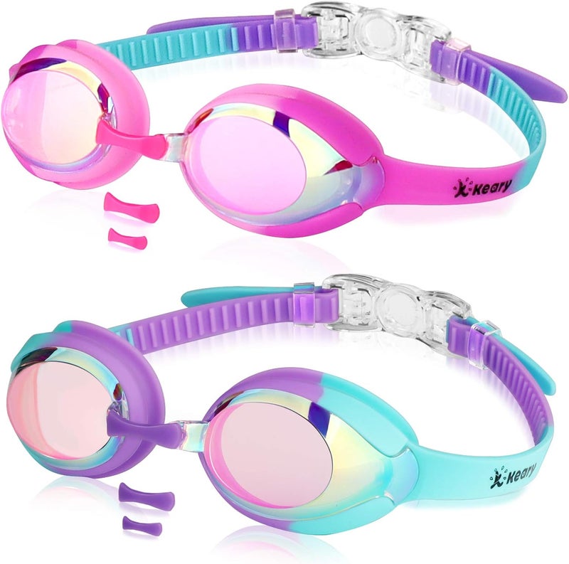 Keary Kids Swim Goggles for Toddler Kids Youth(3-12),Anti-Fog Waterproof Anti-UV Clear Vision Water Pool Goggles - Image 1