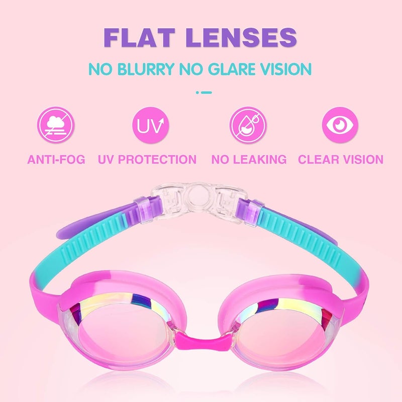 Keary Kids Swim Goggles for Toddler Kids Youth(3-12),Anti-Fog Waterproof Anti-UV Clear Vision Water Pool Goggles - Image 2