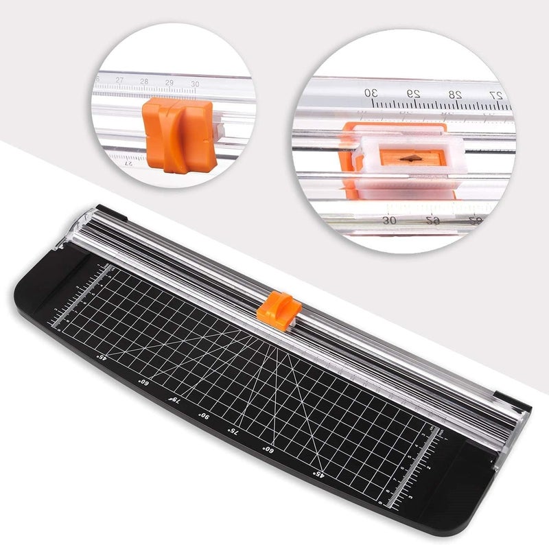 Deziine�Paper A4 Cutter Portable Guillotine Paper Trimmer with Automatic Security Safeguard for Home and Office Papers Cards Labels Coupons Photos Cutting. Set of 1 - Image 5