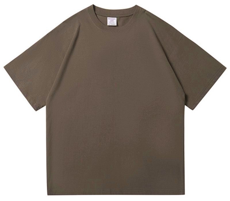 300G Pure Cotton T-Shirt For Men And Women, Heavyweight, Thick, Opaque, Loose, American Style, Off-Shoulder, Large Size, Pure Color Half-Sleeved Top - Image 1