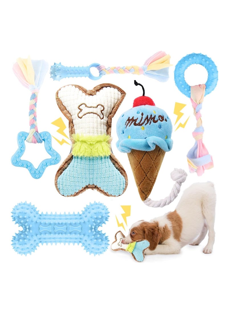 سجن سفما 6 قطعة جرو استخراج الأسنان لعبة جرو لدغة الحبل الأزرق لعبة جرو لطيف أفخم صرير الكلب لعبة لينة المطاط جرو تنظيف الأسنان مجموعة تفاعلية الحيوانات الأليفة الكلب العظام لعبة - Image 1