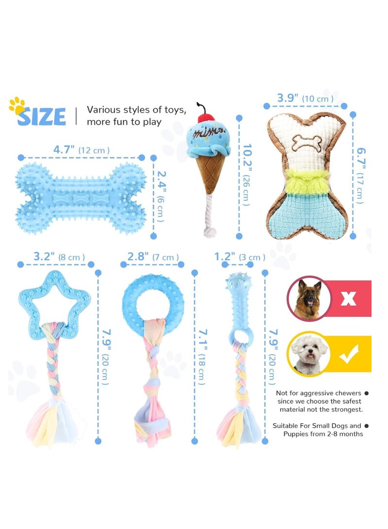 سجن سفما 6 قطعة جرو استخراج الأسنان لعبة جرو لدغة الحبل الأزرق لعبة جرو لطيف أفخم صرير الكلب لعبة لينة المطاط جرو تنظيف الأسنان مجموعة تفاعلية الحيوانات الأليفة الكلب العظام لعبة - Image 2