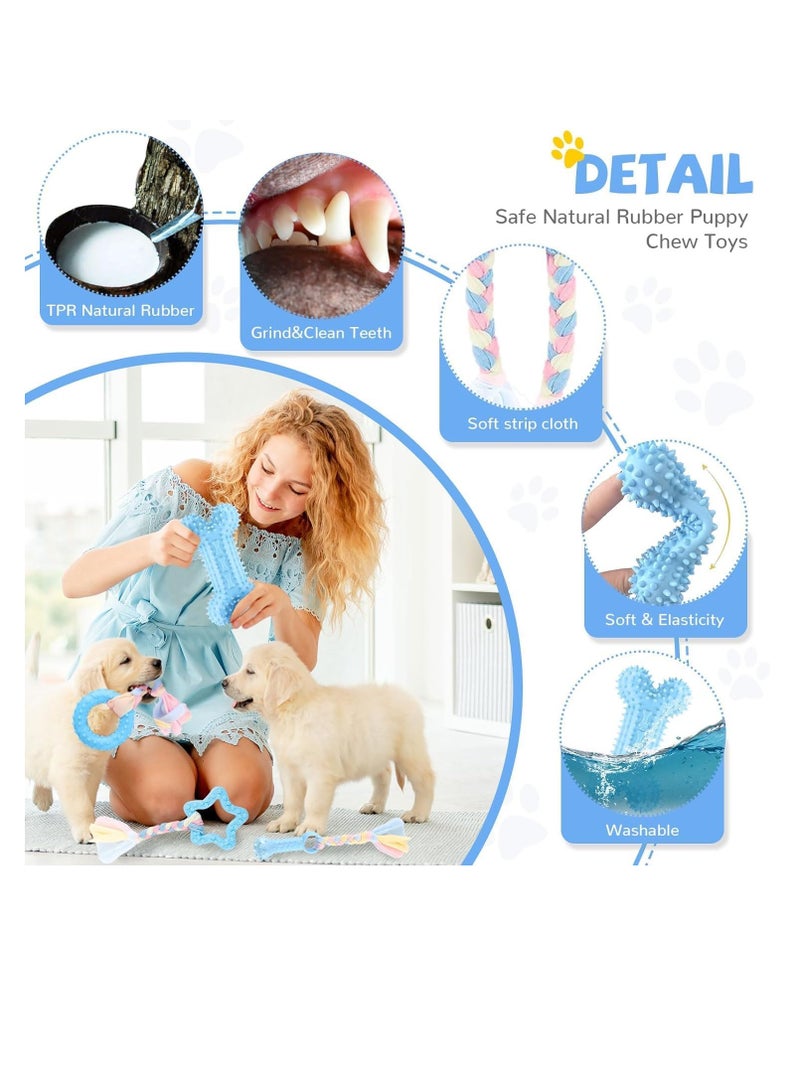 سجن سفما 6 قطعة جرو استخراج الأسنان لعبة جرو لدغة الحبل الأزرق لعبة جرو لطيف أفخم صرير الكلب لعبة لينة المطاط جرو تنظيف الأسنان مجموعة تفاعلية الحيوانات الأليفة الكلب العظام لعبة - Image 3