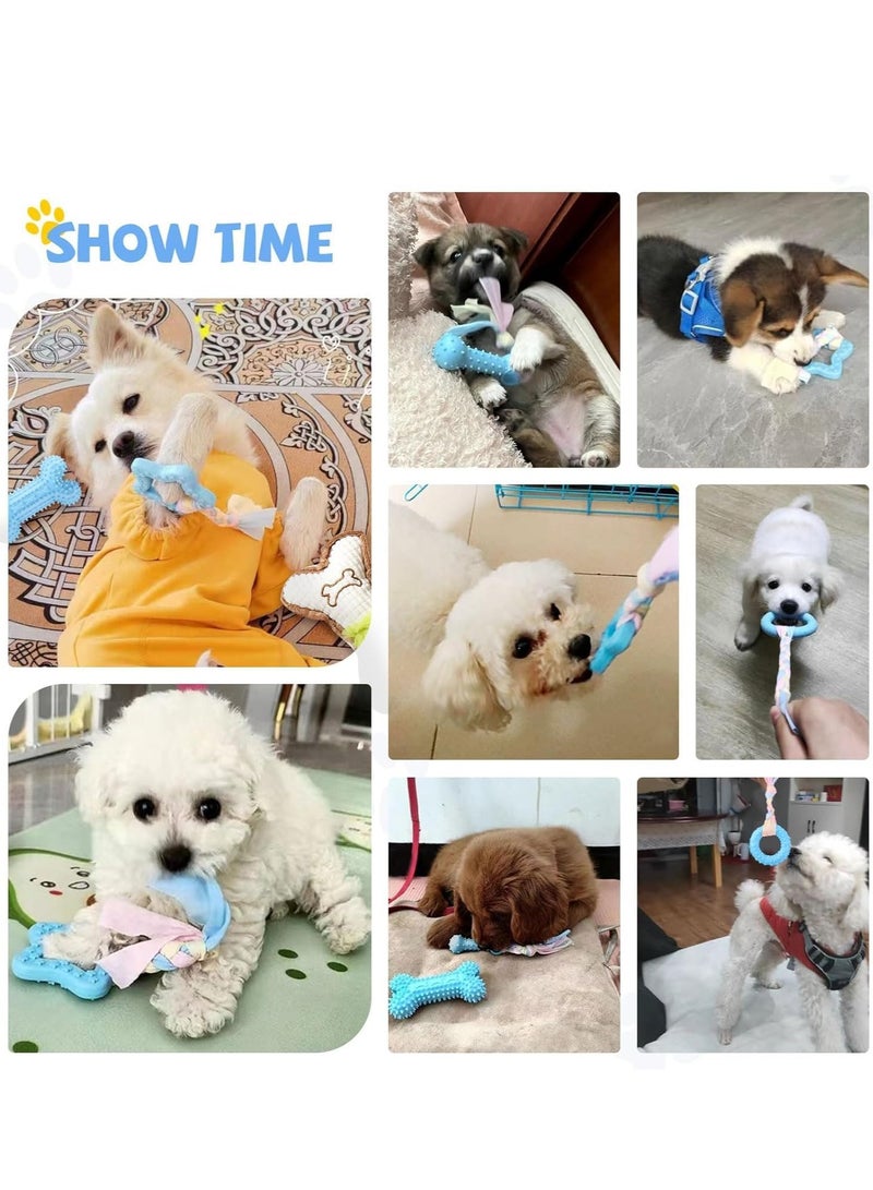 سجن سفما 6 قطعة جرو استخراج الأسنان لعبة جرو لدغة الحبل الأزرق لعبة جرو لطيف أفخم صرير الكلب لعبة لينة المطاط جرو تنظيف الأسنان مجموعة تفاعلية الحيوانات الأليفة الكلب العظام لعبة - Image 5