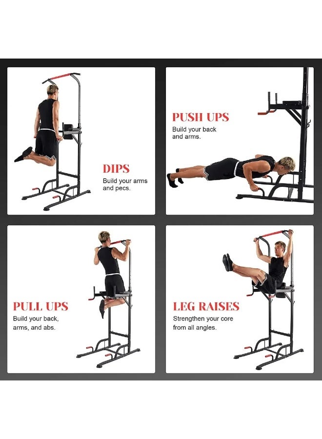 مارشال فيتنس محطة تمارين غطس برج الطاقة للصالة الرياضية المنزلية | قضيب متعدد الوظائف لتدريبات السحب والذقن - ارتفاع قابل للتعديل، لتمارين القوة - Image 3