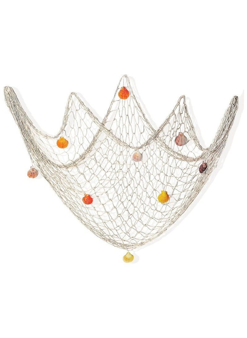 Bukela Decorative Fishing Net with SeaShells 1.5M*2M Nautical Fish Net Decoration Mediterranean Style Hanging Photo Netting Wall Hanging Decor for Party Home - Image 1