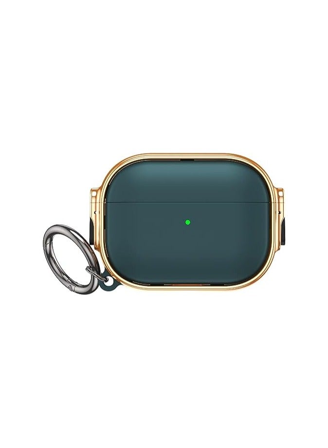 case for AirPods Pro 2nd Generation case 2022, Secure Lock Clip AirPod Pro 2 case, Hybrid Material, Full Body Protective Cover for New AirPod Pro 2 & AirPod Pro ( Green @ Rose Gold)  - Image 1