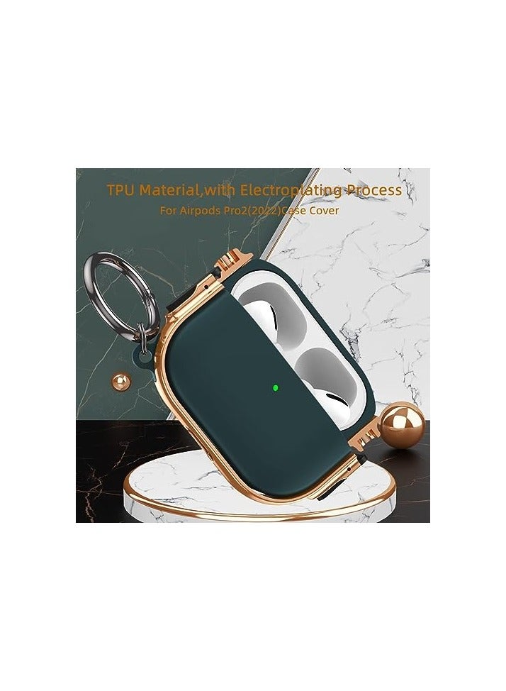 case for AirPods Pro 2nd Generation case 2022, Secure Lock Clip AirPod Pro 2 case, Hybrid Material, Full Body Protective Cover for New AirPod Pro 2 & AirPod Pro ( Green @ Rose Gold)  - Image 2