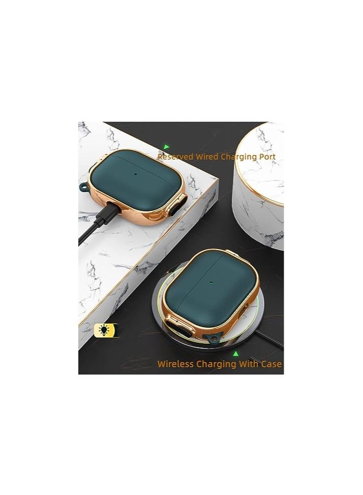case for AirPods Pro 2nd Generation case 2022, Secure Lock Clip AirPod Pro 2 case, Hybrid Material, Full Body Protective Cover for New AirPod Pro 2 & AirPod Pro ( Green @ Rose Gold)  - Image 3