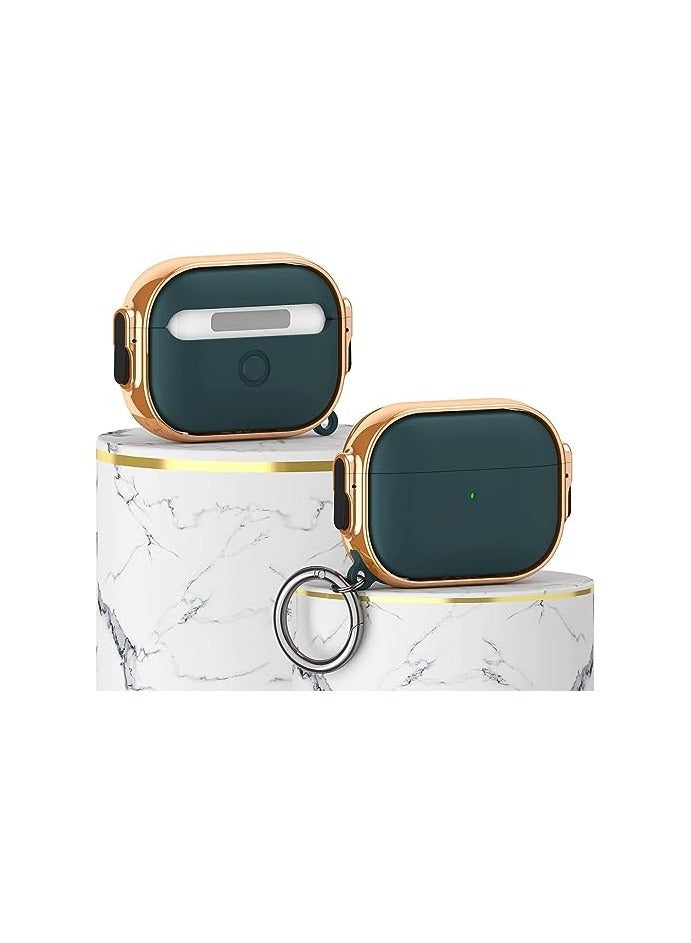 case for AirPods Pro 2nd Generation case 2022, Secure Lock Clip AirPod Pro 2 case, Hybrid Material, Full Body Protective Cover for New AirPod Pro 2 & AirPod Pro ( Green @ Rose Gold)  - Image 4
