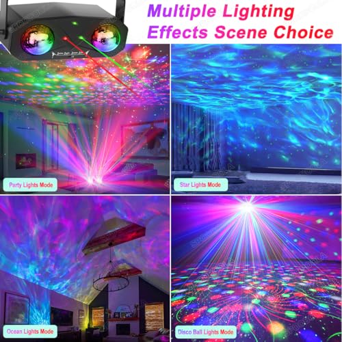 SPOOBOOLA Party Disco Ball, Dj Disco Light Strobe Dance Sound Activated with Remote Control Stage Rave Light Ocean Star Projector for Club Parties KTV Christmas Halloween Décor Birthday Outdoor Glow Party - Image 2