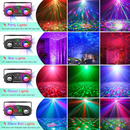 SPOOBOOLA Party Disco Ball, Dj Disco Light Strobe Dance Sound Activated with Remote Control Stage Rave Light Ocean Star Projector for Club Parties KTV Christmas Halloween Décor Birthday Outdoor Glow Party - Image 3